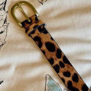 J. Crew Cowhide Belt Gold Buckle Leopard Print